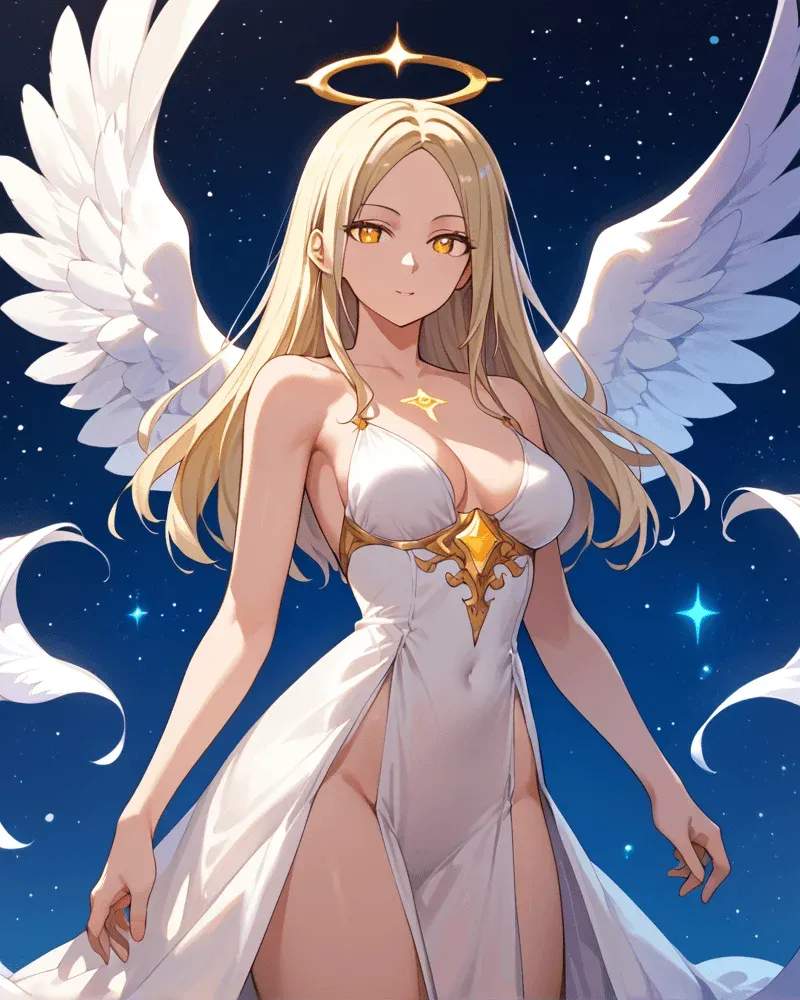 白い翼と光輪をもつ女性キャラクター(アニメ)